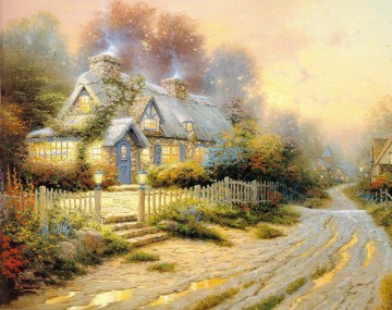 cottage cornfield Painting - Teacup Cottage Thomas Kinkade
